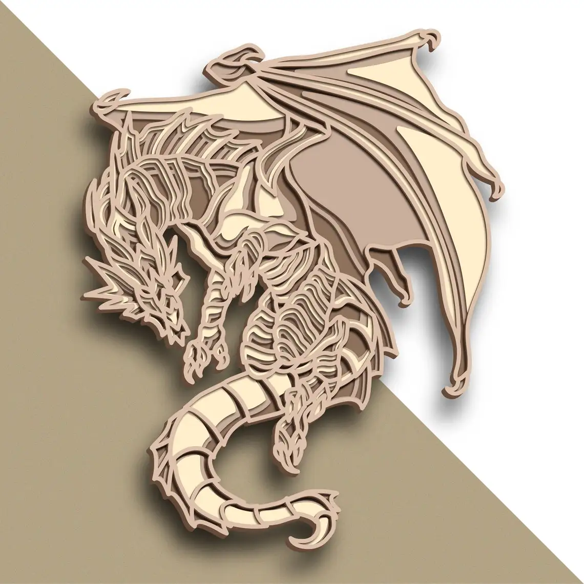 Multilayer Dragon Vector Model Home Decor Wall Art DWG DXF SVG AI EPS File for Laser Cutter and Cricut Maker wood cnc machine Woodworking Machinery