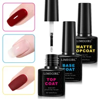 LIMEGIRL 8ml Soak Off Matte Top Base Coat for Nails UV Gel Polish Semi Permanent Functional Manicure Top Base Coat Varnish 1