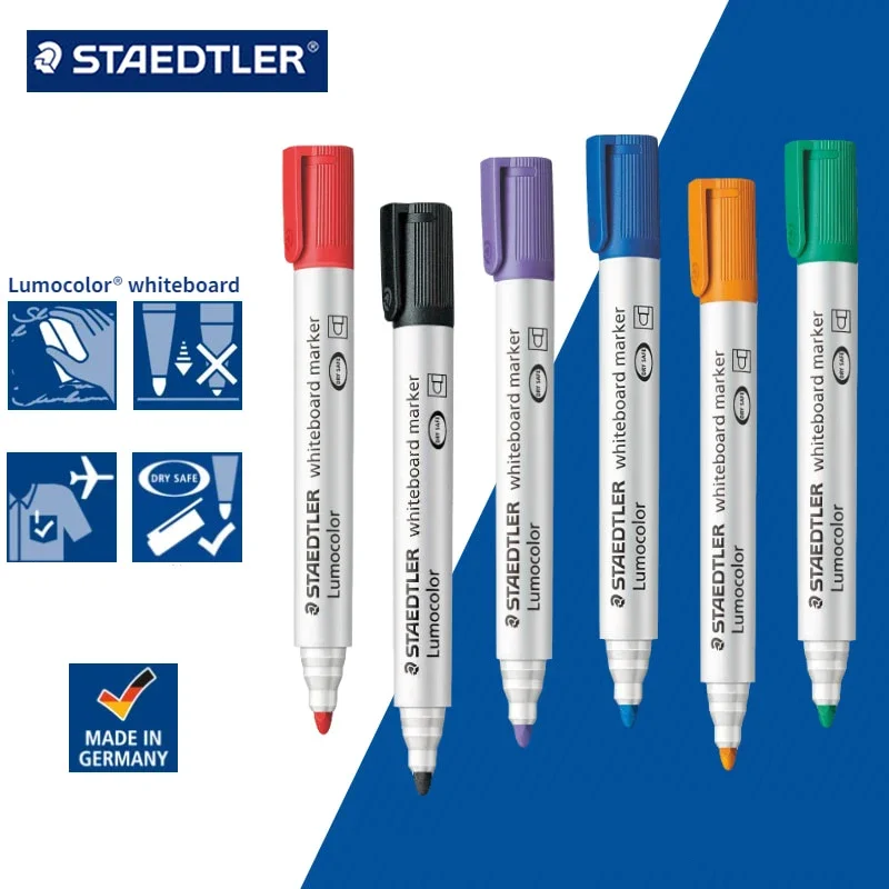 STAEDTLER 351 무취 화이트보드 마커 펜, 빠른 건조 리필 잉크, 교사 사무실 교실 미술 용품, 6 개