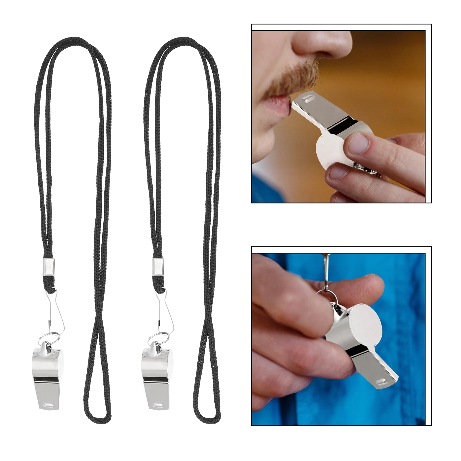 

2 Pcs Lanyard Whistle Whistles Rope Match Toys Outdoor Hanging Metal Football Multifunction Multifunctional Portable