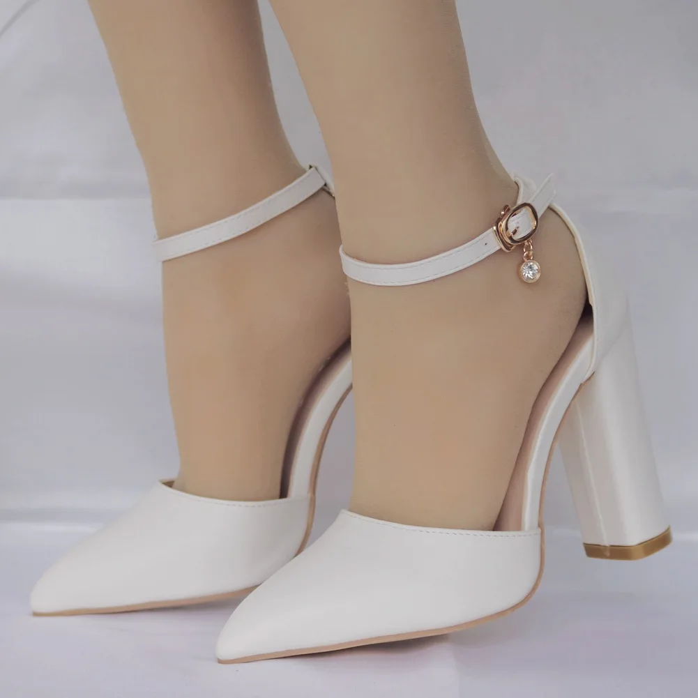 Sandals Summer Square High Heels Platform Shoes Sexy Ladies White Party Wedding Woman Pumps