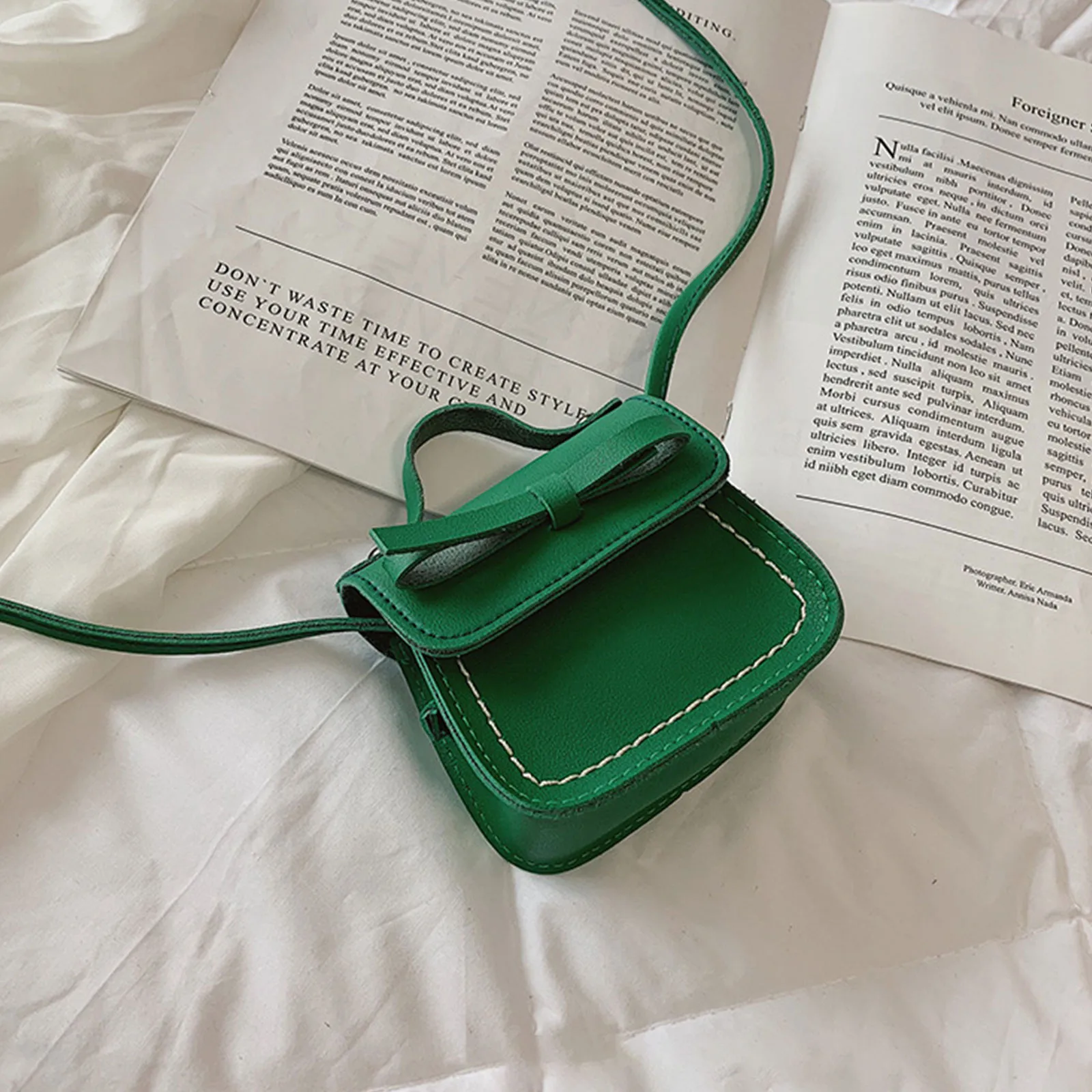 Nice girl's leather bag watch beautiful pattern matching solid shoulder bag Bowknot Crossbody coin wallet for gifts