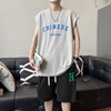 Summer New Loose Men Suits American Street Breathable Sets Casual Sleeveless T-Shirt and Shorts Set Male Sports Suit Tracksuit 5