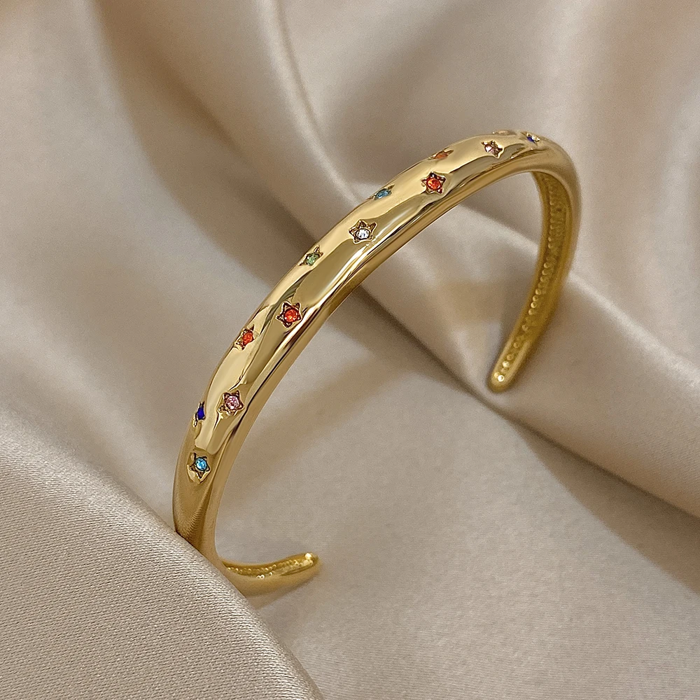 Bracciale Donna In Acciaio Inox 316L Con Cristalli Colorati (Oro Rosa E Argento) - Regalo Moda