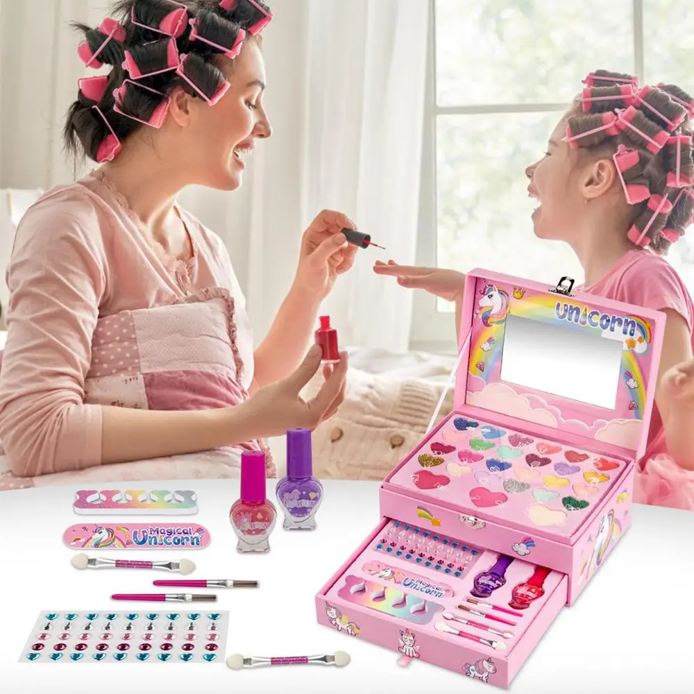 Cosmetics Beauty Make Up Set Kids Princess Play Toy Washable Safe Eyeshadow Nail Polish