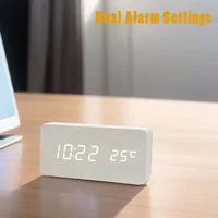 Xiaomi MIJIA Wooden Digital Alarm Clock  LED Table Clock with Temperature for Bedroom Office Desk Decorations 2