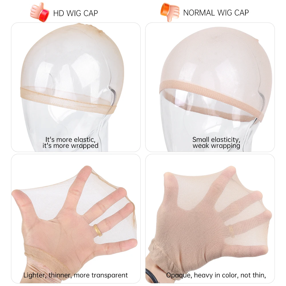 Hd Wig Cap Wholesale 10 Pcs Hd Thin Wig Cap Stocking Cap Transparent Hd Invisible Wig Cap For Wig Sheer Wig Cap Wig Accessories