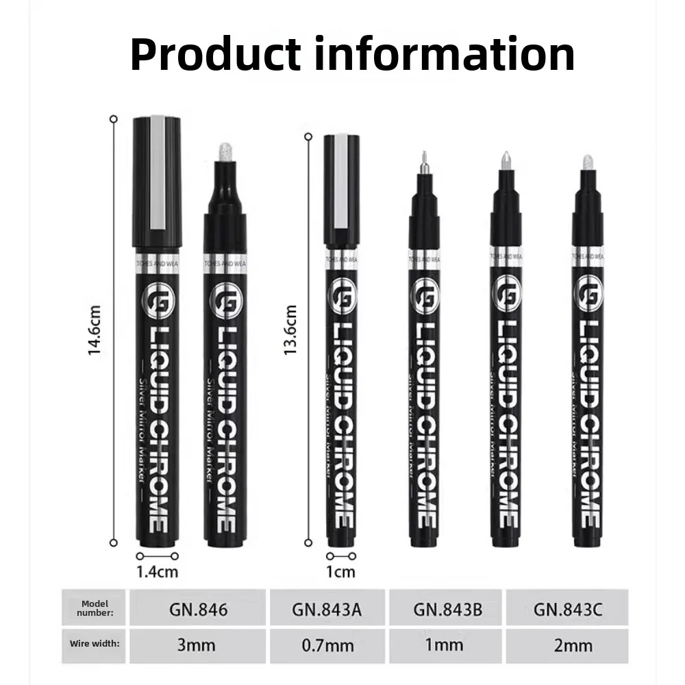 1/3/5 pcs Set Chrome Pen Marker with 2mm Nib: Mirror-like Waterproof Ideal for Rock Ceramic Glass Paint Metallic Gold/Silver 4