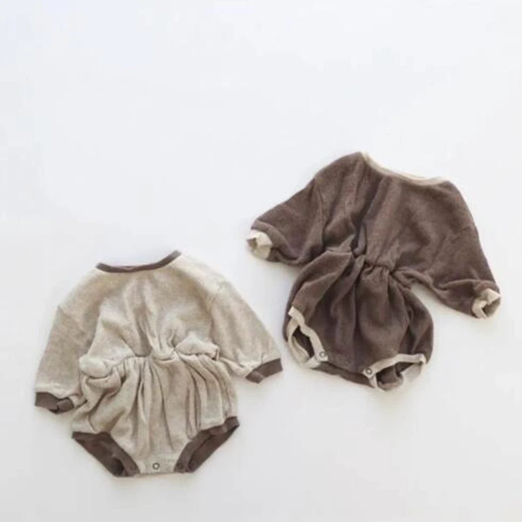 

2023 Autumn Baby Boys Long Sleeve Bodysuit Soft Warm Cotton Infant Pure Color Romper Casual Newborn Toddler Pullovers Jumpsuit