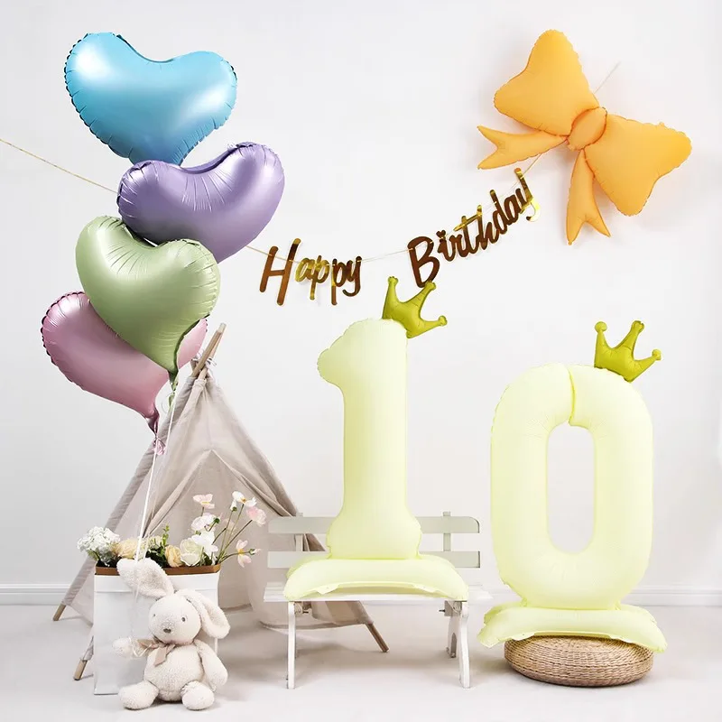 40" digitaler Kronenballon aus Aluminiumfolie mit Sockel, Geburtstagsdekoration, stehende Ballons, Partydekoration für Jungen und Mädchen, Blau und Rosa – Detail 9