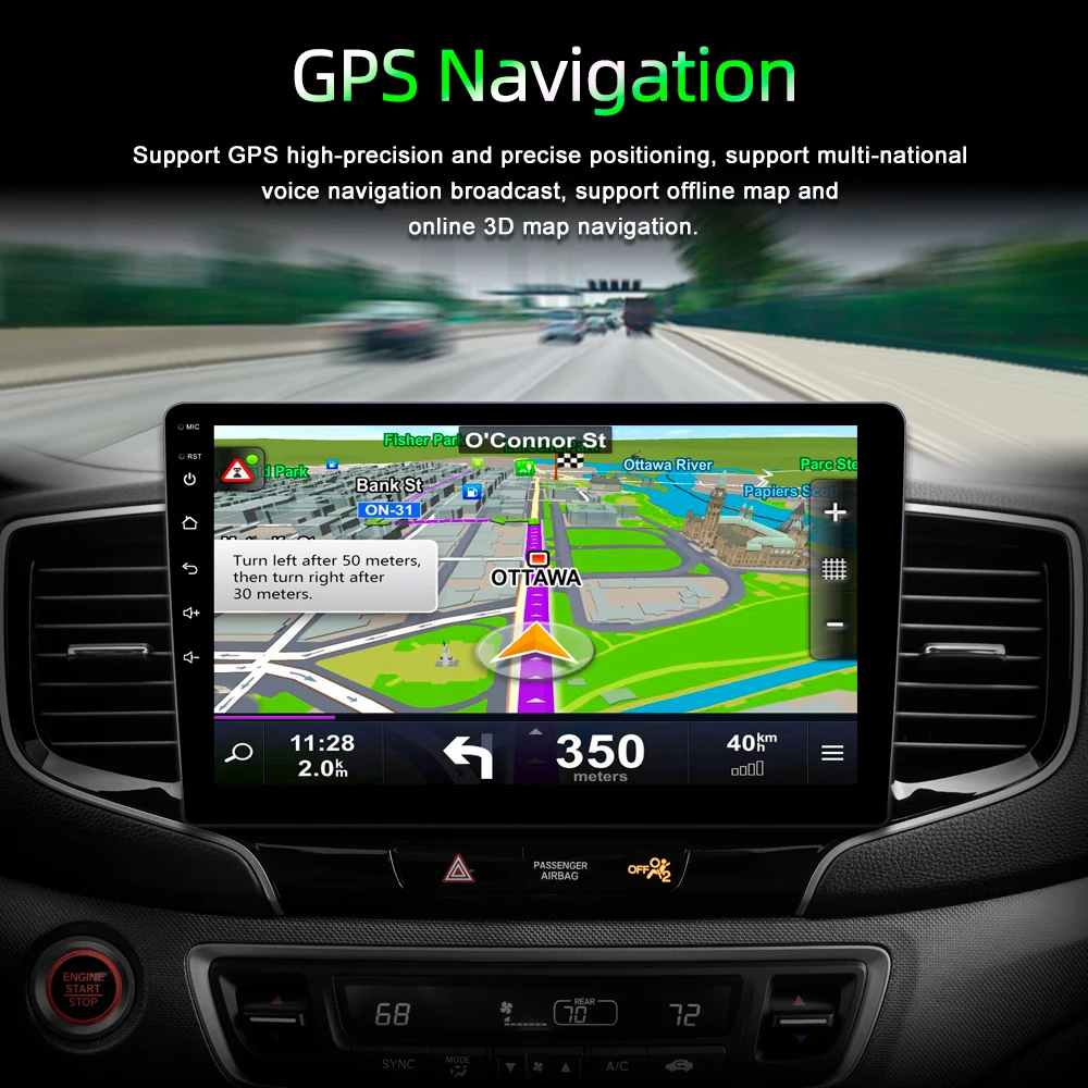 Фото Автомагнитола Carplay универсальная, мультимедийный плеер на Android, с GPS, AUX, USB, FM, Wi-Fi, Bluetooth, типоразмер 2 Din №4
