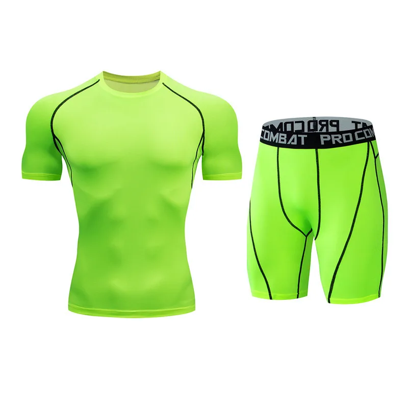 Men Basketball Short Sleeve T-Shirt Shorts Leggings Pants Tight Fitness Running Training Compression Sport Set Quick Dry