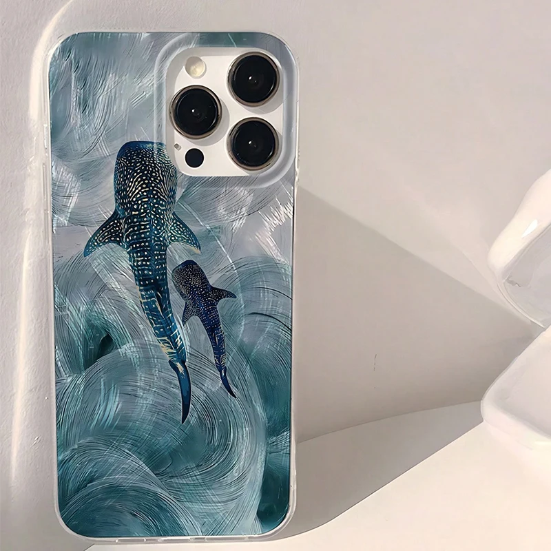 Ocean Shark Design Silicone Phone Case - Enhanced Protective Cover