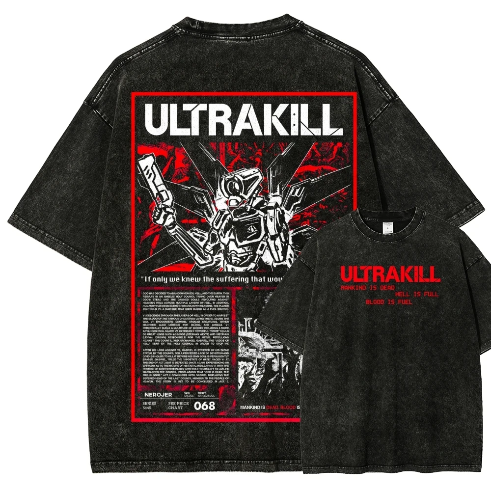 Ultrakill New Model Personality-Kleidung, übergroß, Unisex, Streetwear, trendige Baumwolle, Vintage, locker, Retro-Mode, atmungsaktiv, für Paare