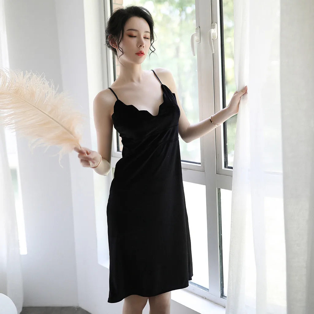 

Женское нижнее белье, мягкая удобная атласная женская ночная рубашка, Порно Сексуальная Ночная сорочка с V-образным вырезом и открытой спиной, женская ночная рубашка