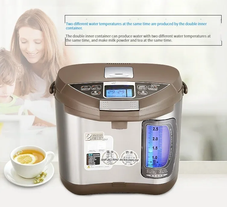 Double-bank and dual-temperature household intelligent kettle with integrated stainless steel thermostatic kettle 6L