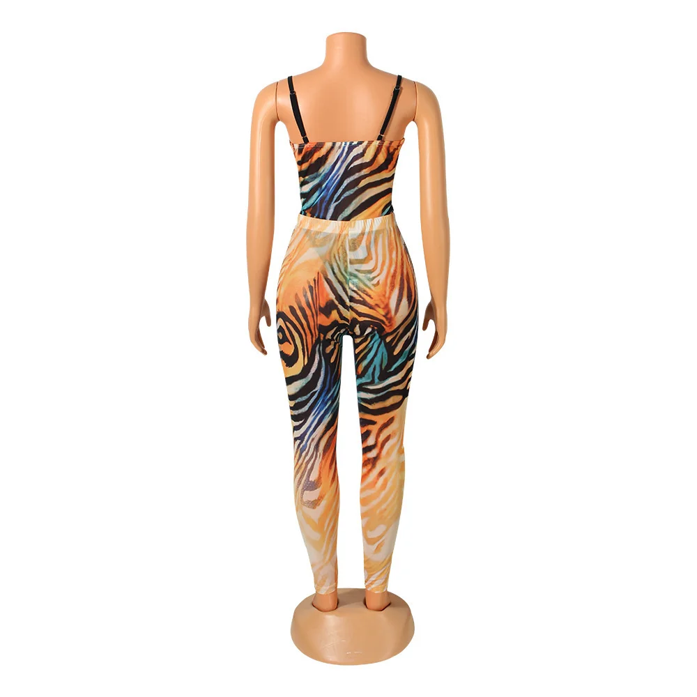 Conjunto para Mulheres Znaiml Duas Peças Calças Ternos Calça Outono Bodysuits Topos Multi Tigre Impressão Define Senhoras 2 Peça Outfits 2022 4 outono bodysuits topos conjunto das mulheres multi