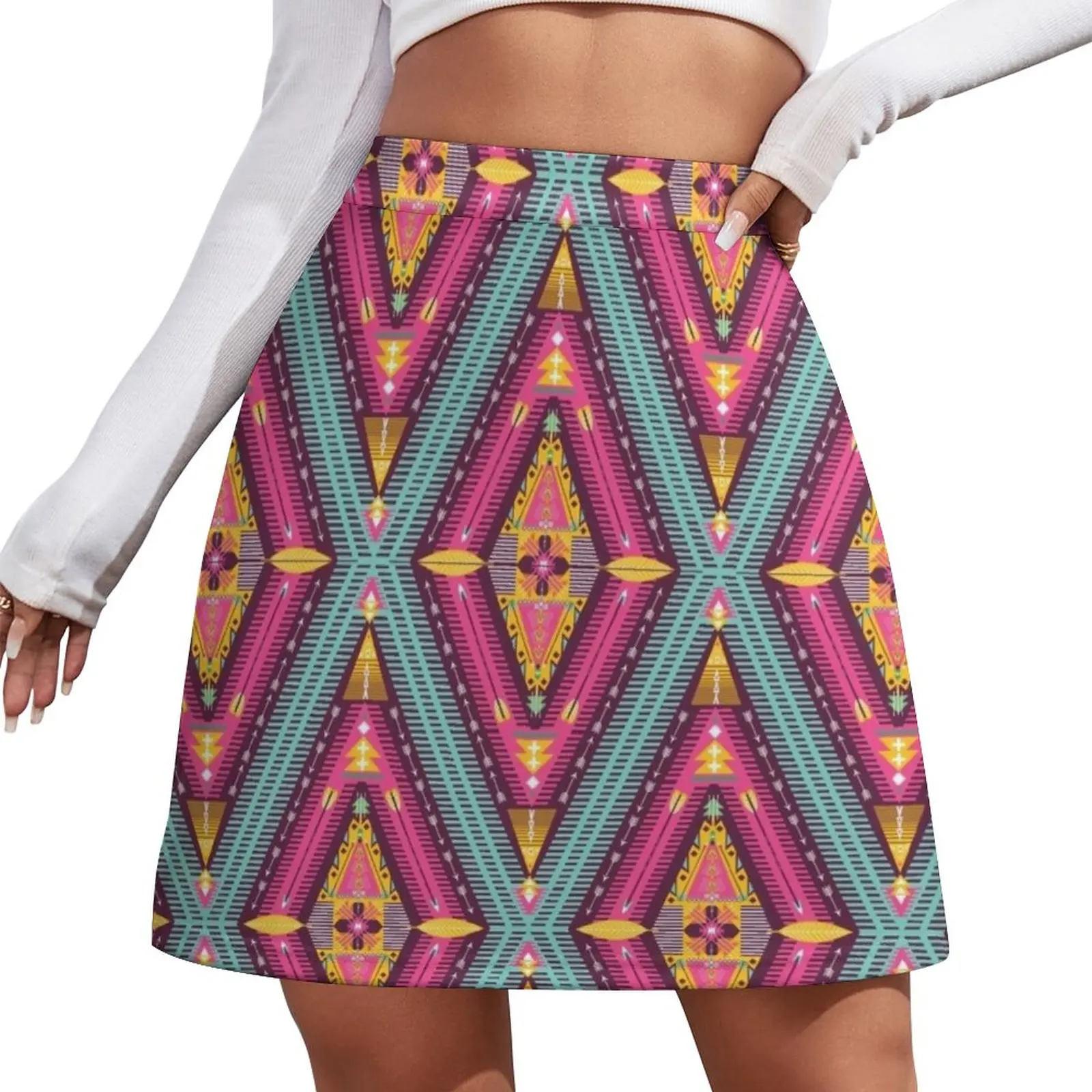 Aztec geometric colorful pattern Mini Skirt sexy short mini skirts fashion skirt women