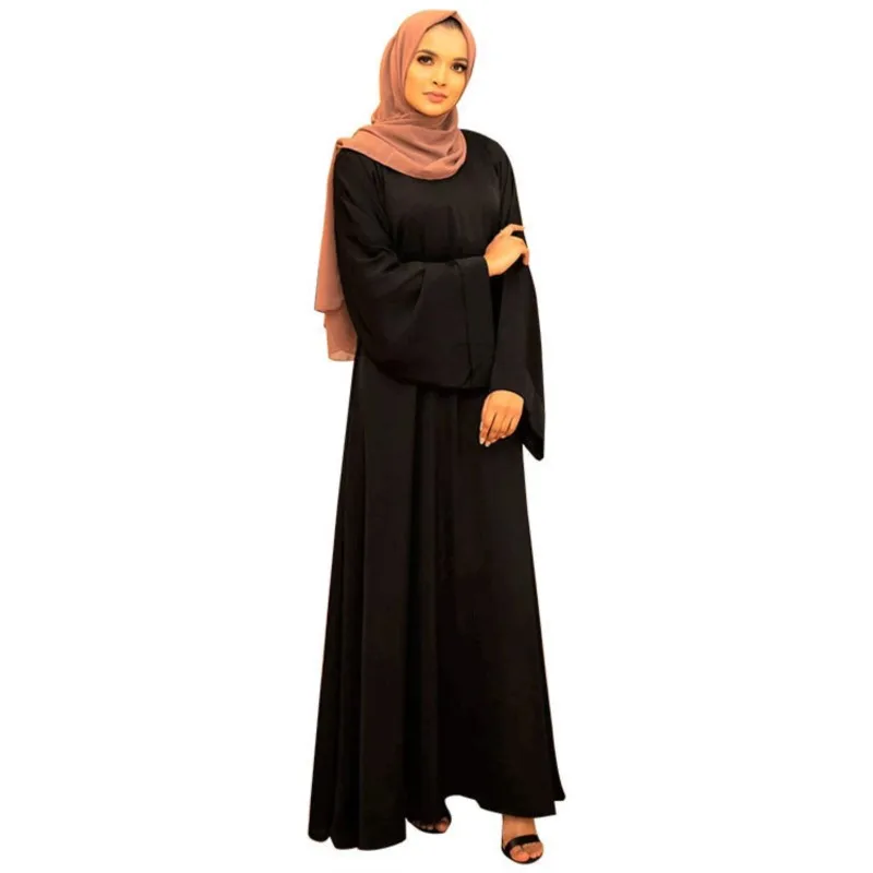 

2023 Spring And Autumn Middle East Casual Comfortable Robe Fashion Loose Thin Band Slim Solid Color Long Dress Without Headscarf