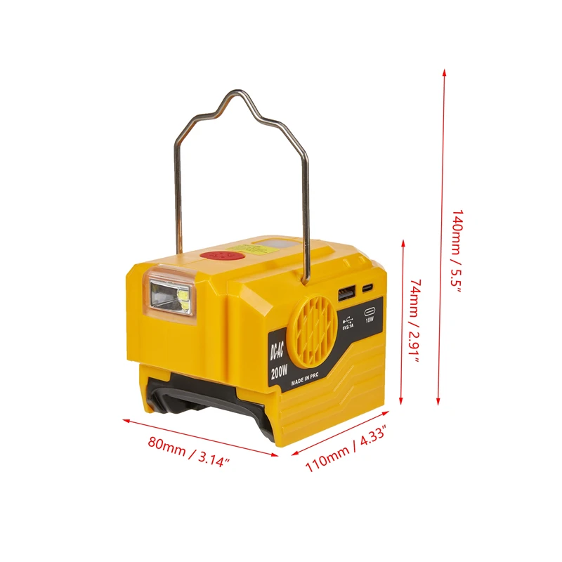 마키타, 디월트, 밀워키, 보쉬 배터리용 전력 인버터 컨버터, 200W, AC 220V, 야외 수정 사인파, 18V-20V