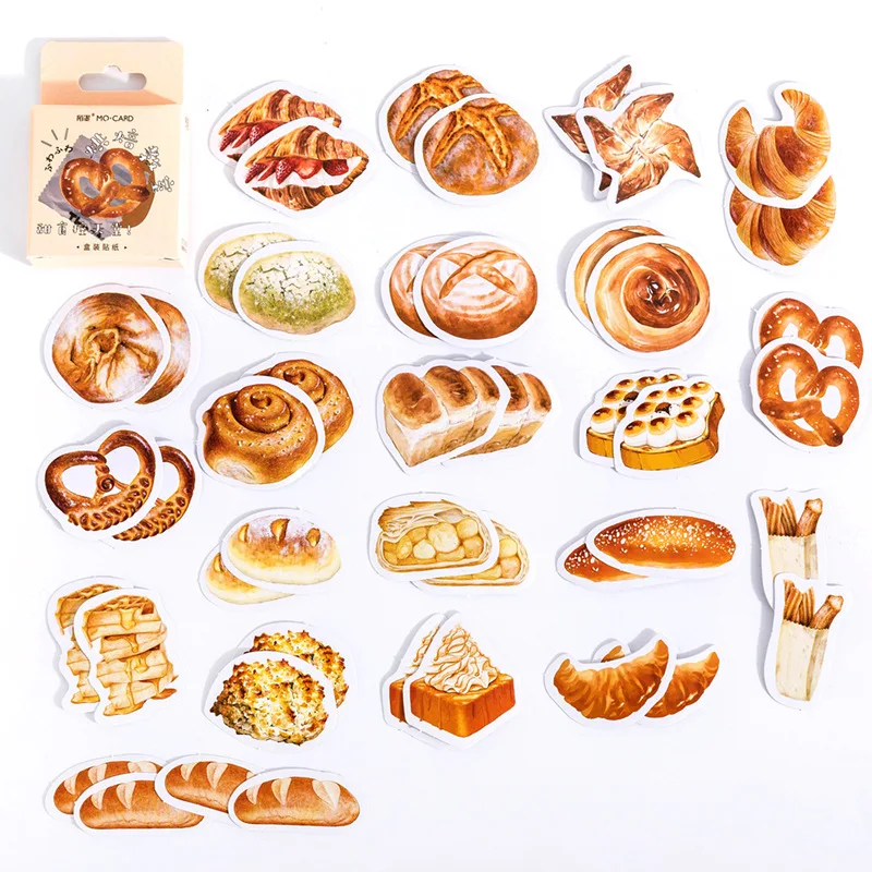 

46 Pcs Various Bread Kawaii Paper Sticker Cute Toast Decorative Stickers For Srapbooking Album Planner Diary Decoration