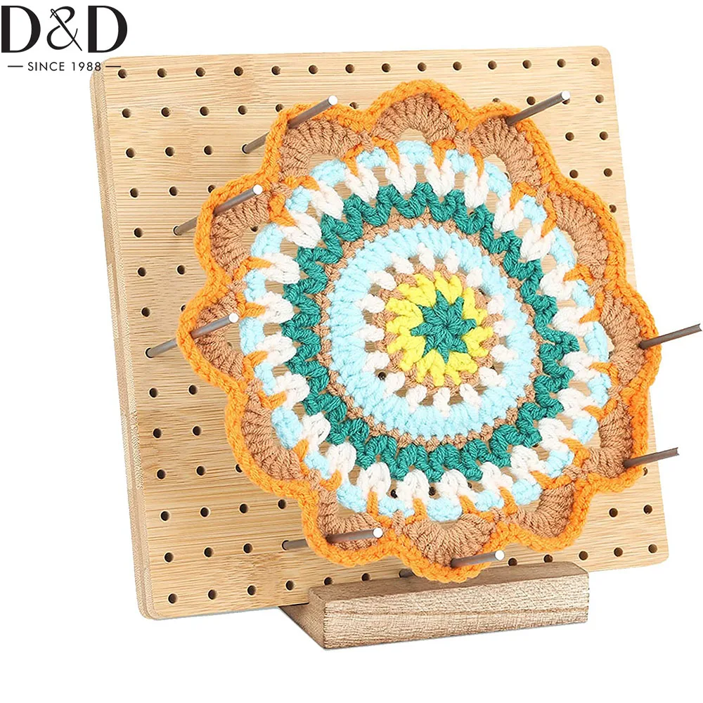 

D&D 1pcs 7.7inch Wooden Knitting Crochet Board with 20pcs Stainless Steel Rod Pins For Knitting Sewing Crafting DIY Gifts