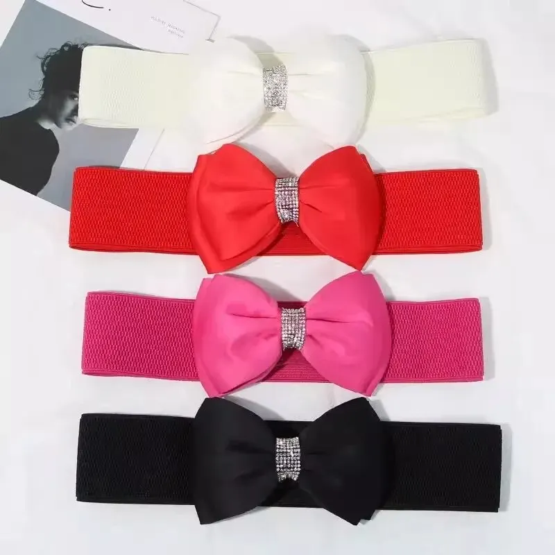 Women's Belt Fashion Bow Waist Seal Elastic Wide Belt Trendy Versatile Waist Decoration Waist Seal With Dress Women's Waistband