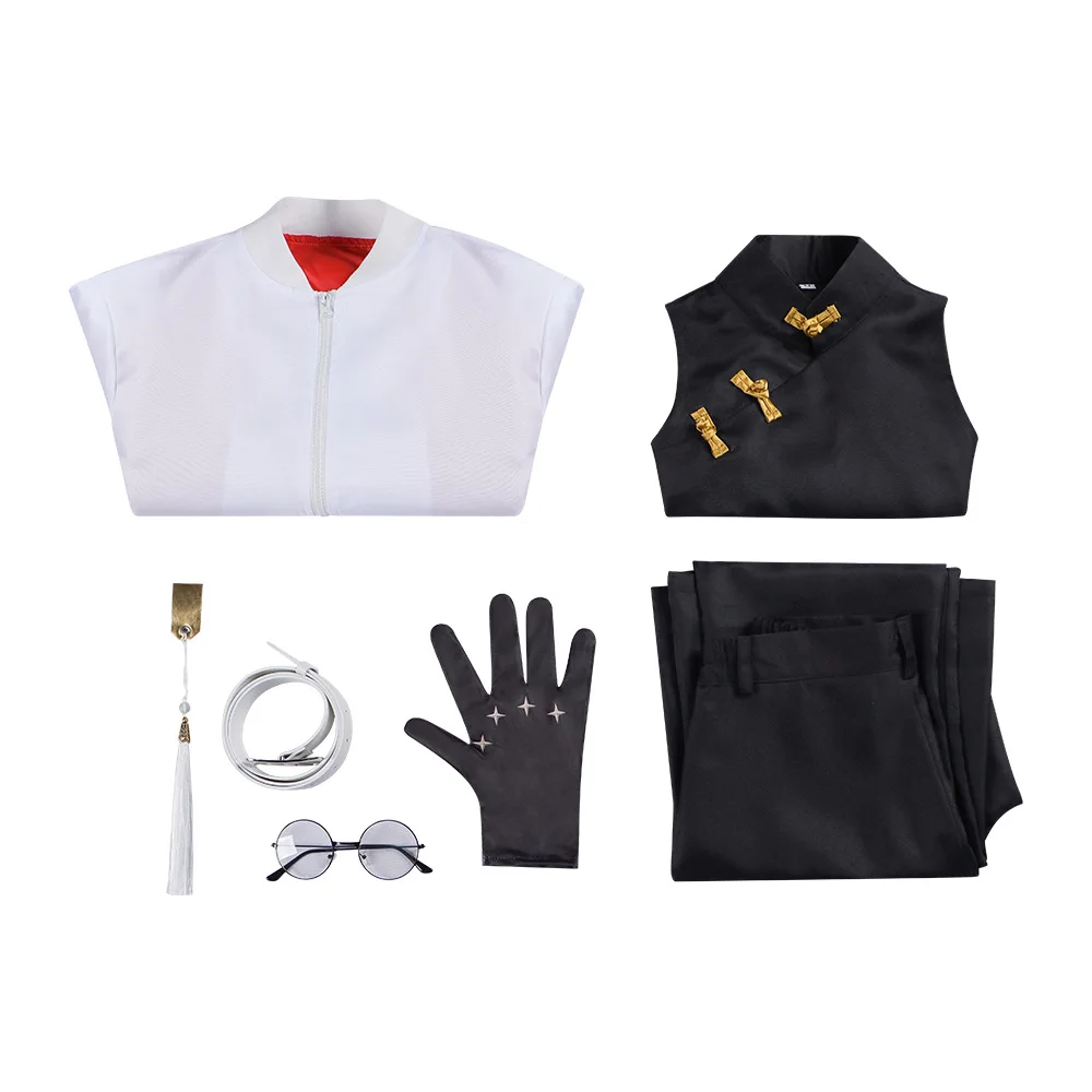 Costume Moon Space Walking 6 Pezzi: Giacca Nera, Pantaloni, Camicia Bianca, Cappello, Cravatta E Guanto Destro – Halloween, Carnevale, Cosplay