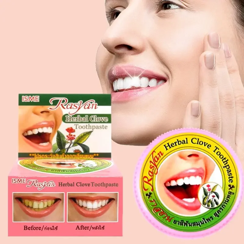 Thailand Natural Herbal Tooth Whitening Toothpaste Remove Stain Antibacterial Allergic Clove