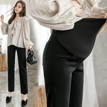 Spring Thin Cotton Linen Maternity Pants Casual Belly Clothes for Pregnant Women Pregnancy Business Trousers Wear Woman