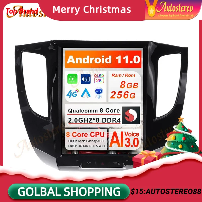 

Tesla Style Stereo Screen For Mitsubishi L200 2015-2019 Android 11 8+256 Car GPS Navigation Autoradio Headunit Multimedia Player