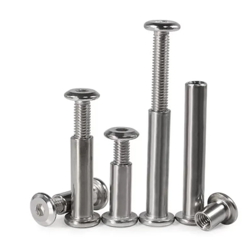 2-10pcs D4(M3) D5(m4) D6(m5) D8(m6) D10(m8) 스테인레스 스틸 대형 플랫 육각 시카고 책 나사 가구 너트 (나사 포함)