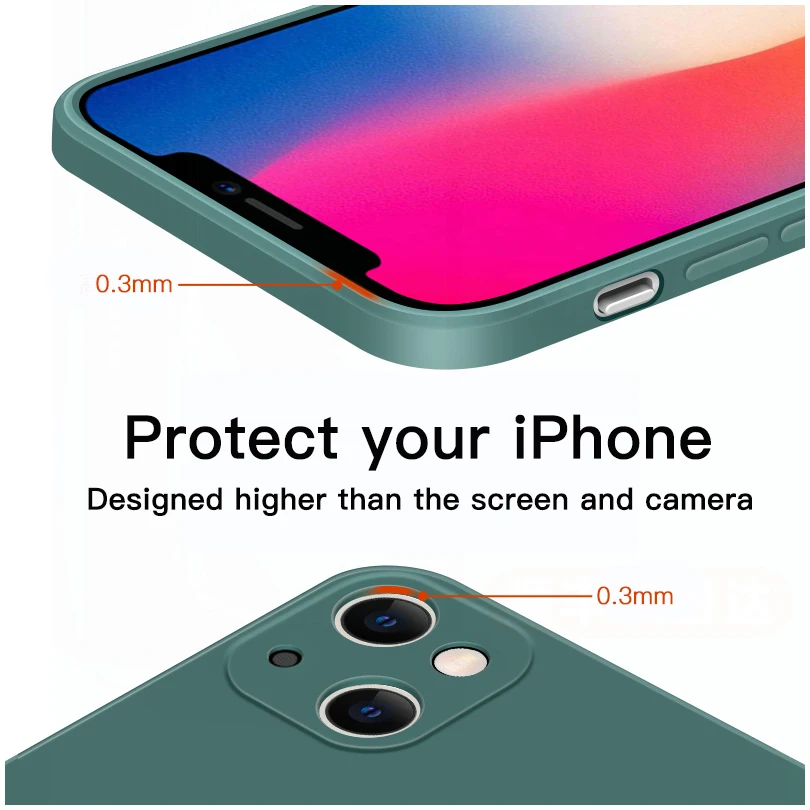 Original Square Liquid Silicone Phone Case For iPhone 13 11 12 Pro Max Mini X XR XS 7 8 Plus SE 2020 Shockproof Back Cover 4