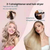 Lisseur et sèche-cheveux combinés 2-en-1 - Fer à lisser chauffant à ions négatifs pour un coiffage rapide et durable à domicile ou en salon 4