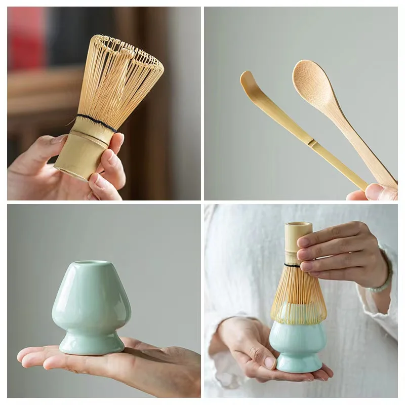 Description Picture 5 of item4 IN 1 Bamboo Matcha Powder Whisk Teaspoon Ceramic Bowl Tranditional Tea Matcha Whisk (Chasen)Sets Home Tea-making Accessories