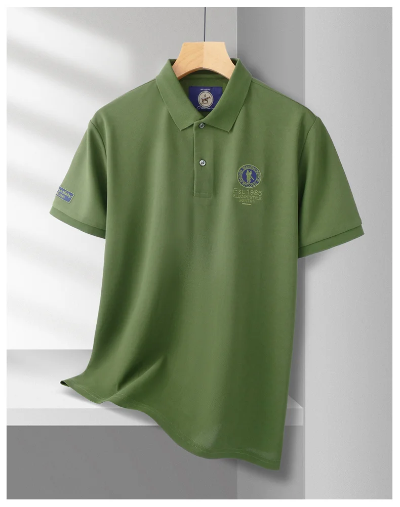 Hochwertiges Marken-Poloshirt für Herren mit Kurzarm, Modisches Rundes Abzeichen mit Geprägten Buchstaben, Atmungsaktives Sommer-Freizeitshirt mit Neuem Kragen – Detail 13