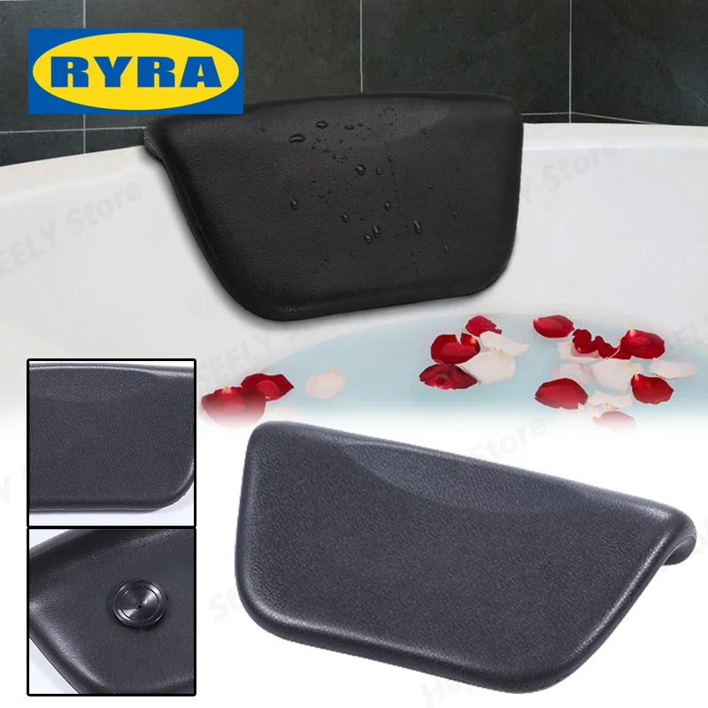 

Spa Bath Tub Pillow PU Bath Cushions With Non-Slip Suction Cups Ergonomic Home Spa Headrest For Relaxing Head Neck Back 1PCS