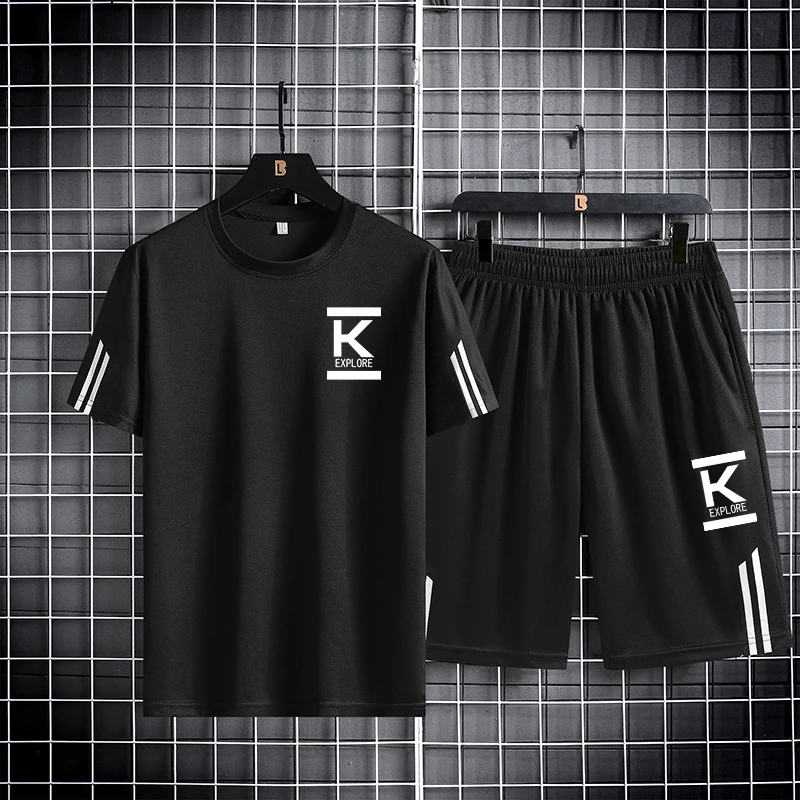 بدلة رياضية رجالية عصرية وعصرية بأكمام قصيرة سريعة...