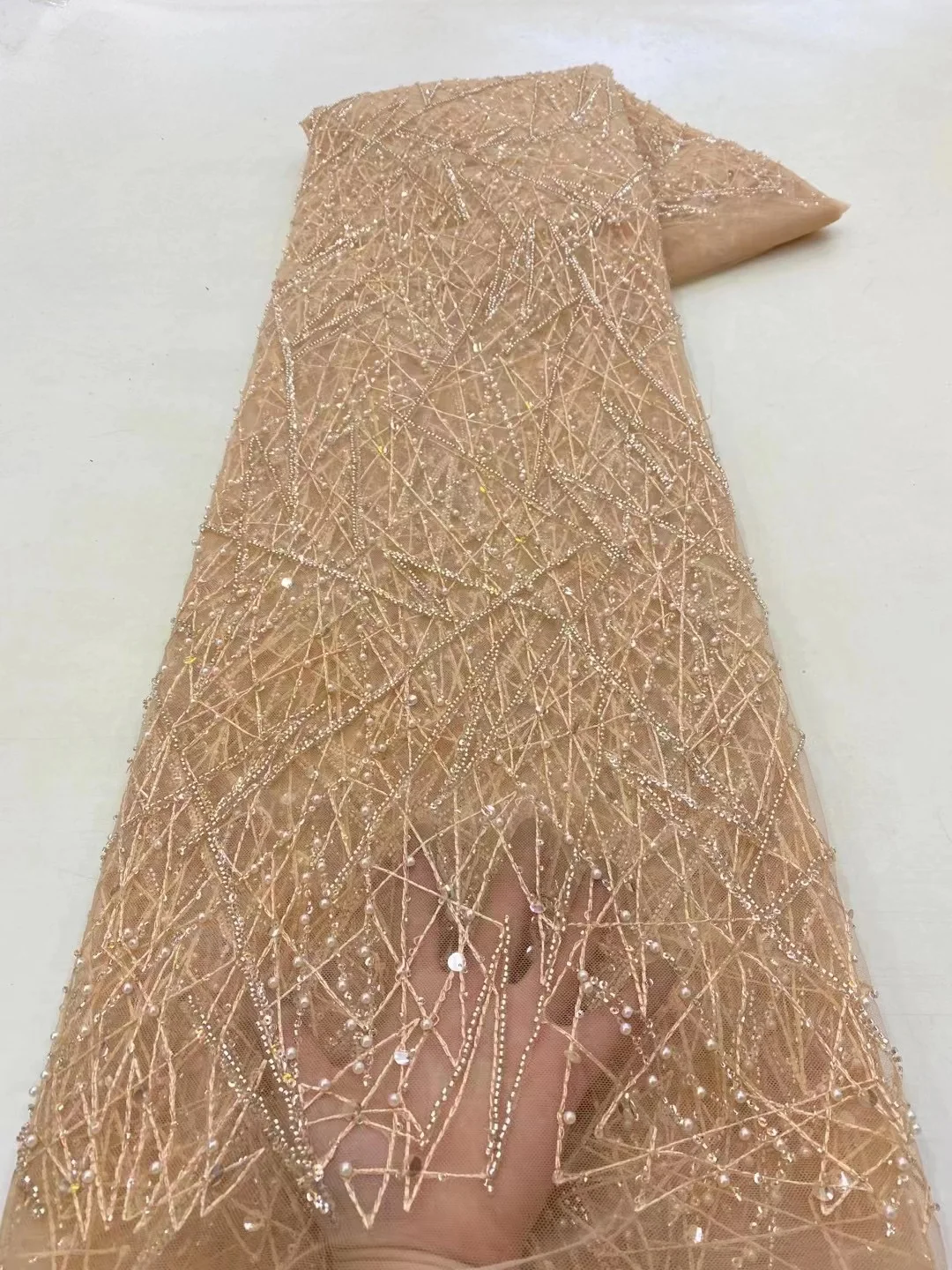 Description Picture 2 of itemYellow tassels  Heavy Industry Bead Tube Exquisite Sequin Flower Embroidery, French Tulle Lace, Fashion Party Dress Skirt  3109