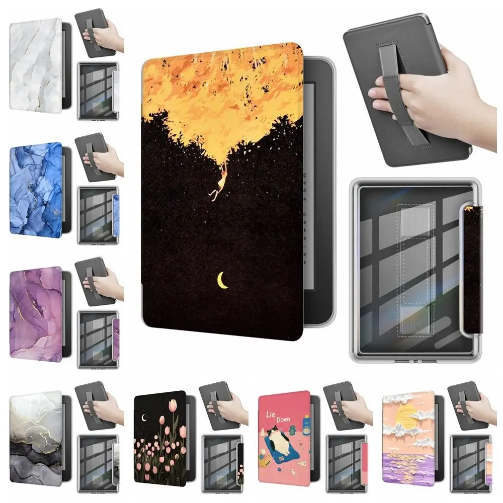 Hand Support e-Reader Case Auto Wake/Sleep Acrylic Smart Cover Leather for Kindle Paperwhite 5 (11th Gen 2021) 6.8 inch