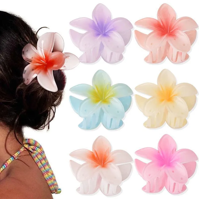 

Gradient Large Flower Acrylic Hair Clip for Women Sweet Hairpins Hair Claws Crab Clamp Barrettes Hawaiian Hair Accessories