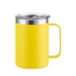 Insulated Stainless Steel Travel Tumbler - 16oz, BPA - Free with Handle and Lid - 16 oz (Yellow)
