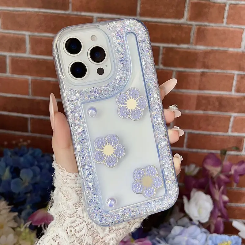 Custodia Glitter Per Xiaomi Redmi A2 4G E Redmi A1 4G – Cover Trasparente Con Scintillii, TPU Antiurto, Morbida Al Tattoo – Colore Viola