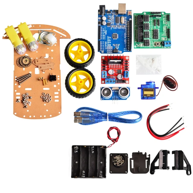 Smart Car Kit 4WD Smart Robot Car Chassis Kits with Speed Encoder and  Battery Box for arduino DIY Kit