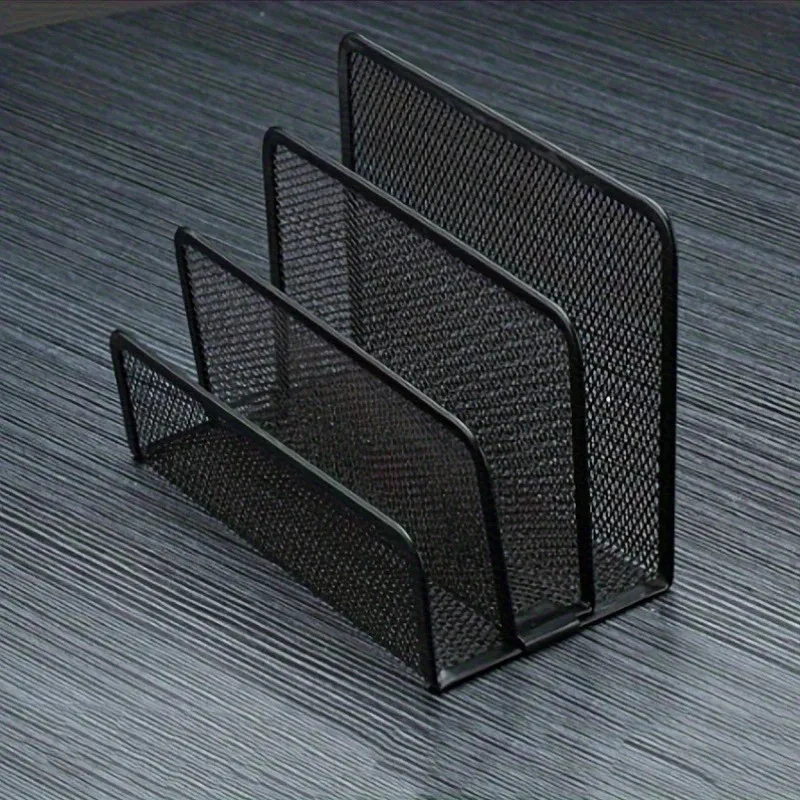 Desktop Office Storage Grid Metal Three-layer Business Card File