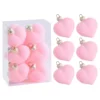 12pcs 5CM Valentine's Day Hanging Heart Ornaments Heart Shaped Tree Baubles Valentine Velvet Ball Ornaments 1