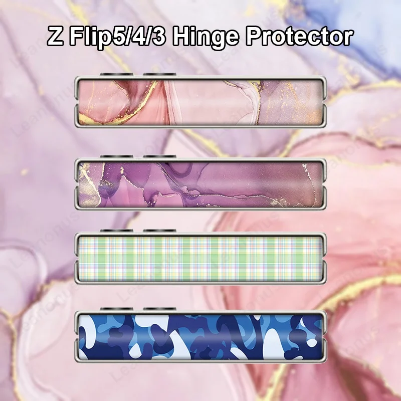 Pelle Della Cerniera Del Grano Di Marmo Per Samsung Galaxy Z Flip 5 4 3 Copertura Della Pellicola Protettiva Laterale Camouflage Flip5 3M Border Wrap 