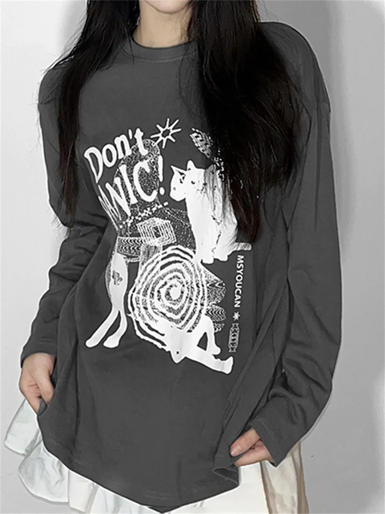 

Новинка 2023, винтажные женские топы Y2k Gyaru, свободные футболки с коротким рукавом, женские футболки с принтом, женская модная одежда