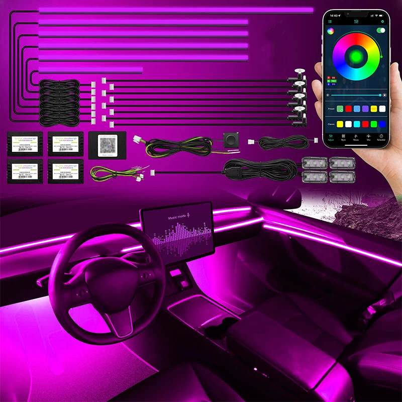 

For 2018 Honda INSPIRE Colorful Acrylic Car Ambient Lights App Control Led Neon Accessories Auto Interior lighting Lamps 18 in 1