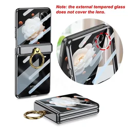 Custodia con cerniera magnetica placcata in lusso con protezione dello schermo e supporto anello